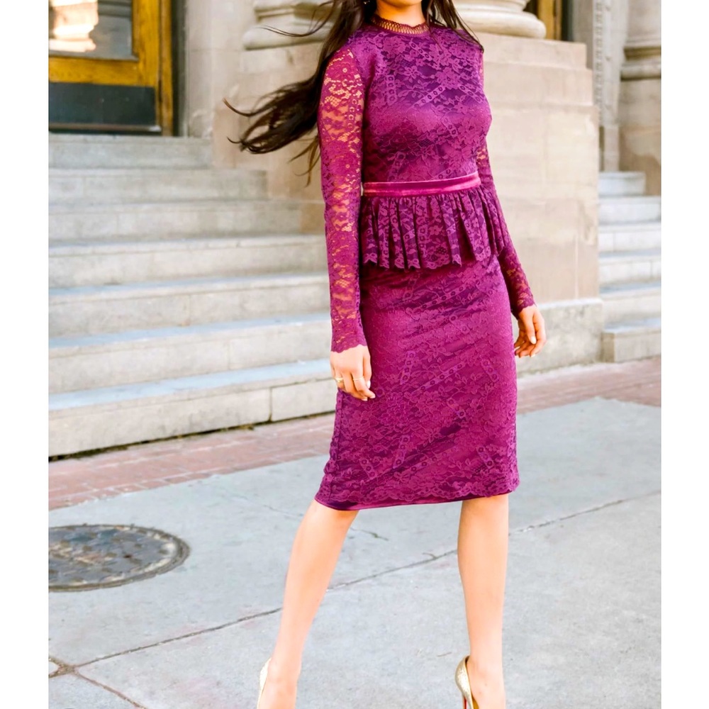 Rachel Parcell Purple Lace Midi Dress